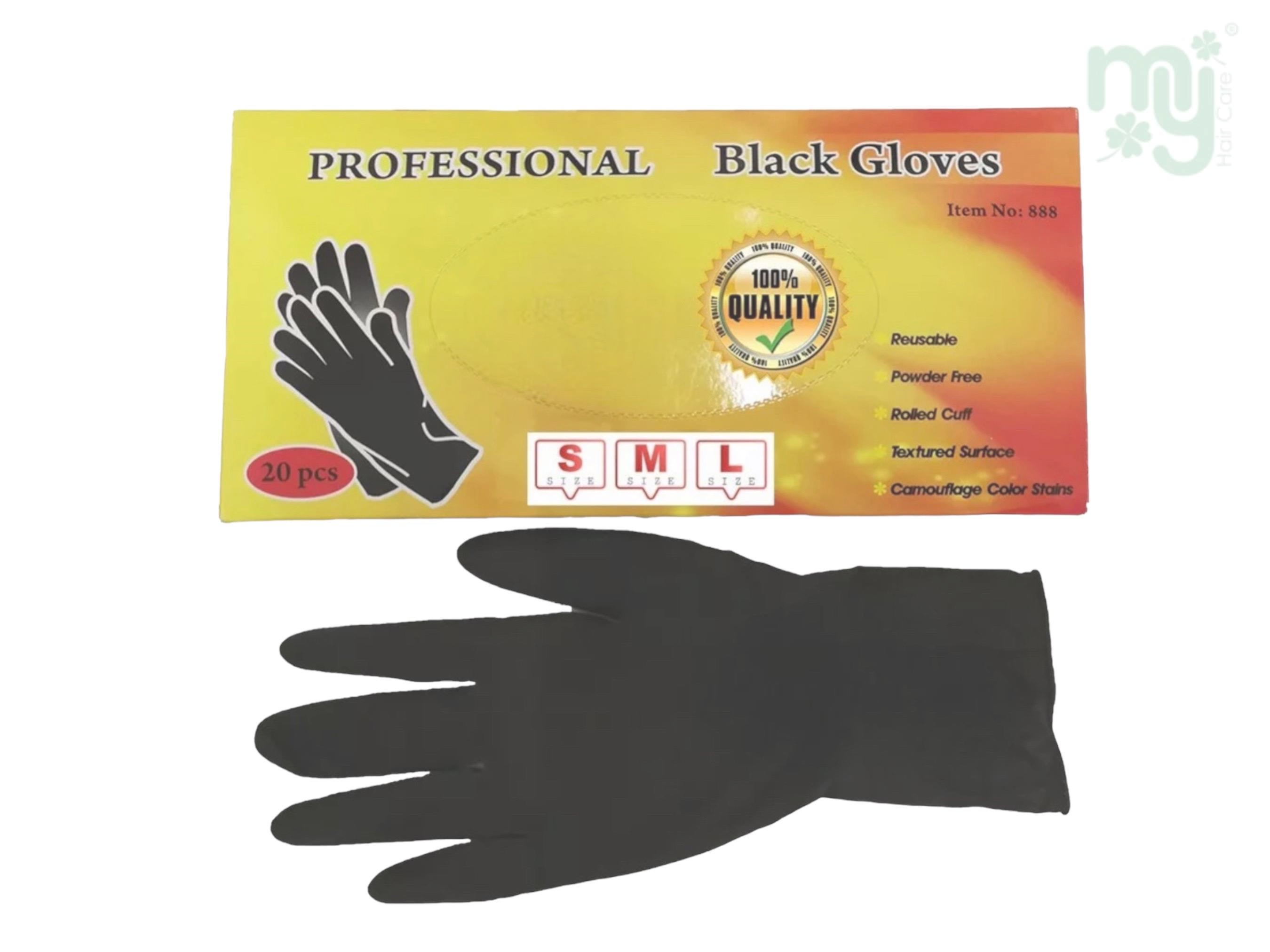 Professional Disposable Black Latex Hand Gloves (20Pcs)