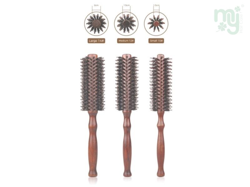 Sukipassion Wooden Round Comb Hair Rolling Brush Nylon Mix Boar Bristle Salon 